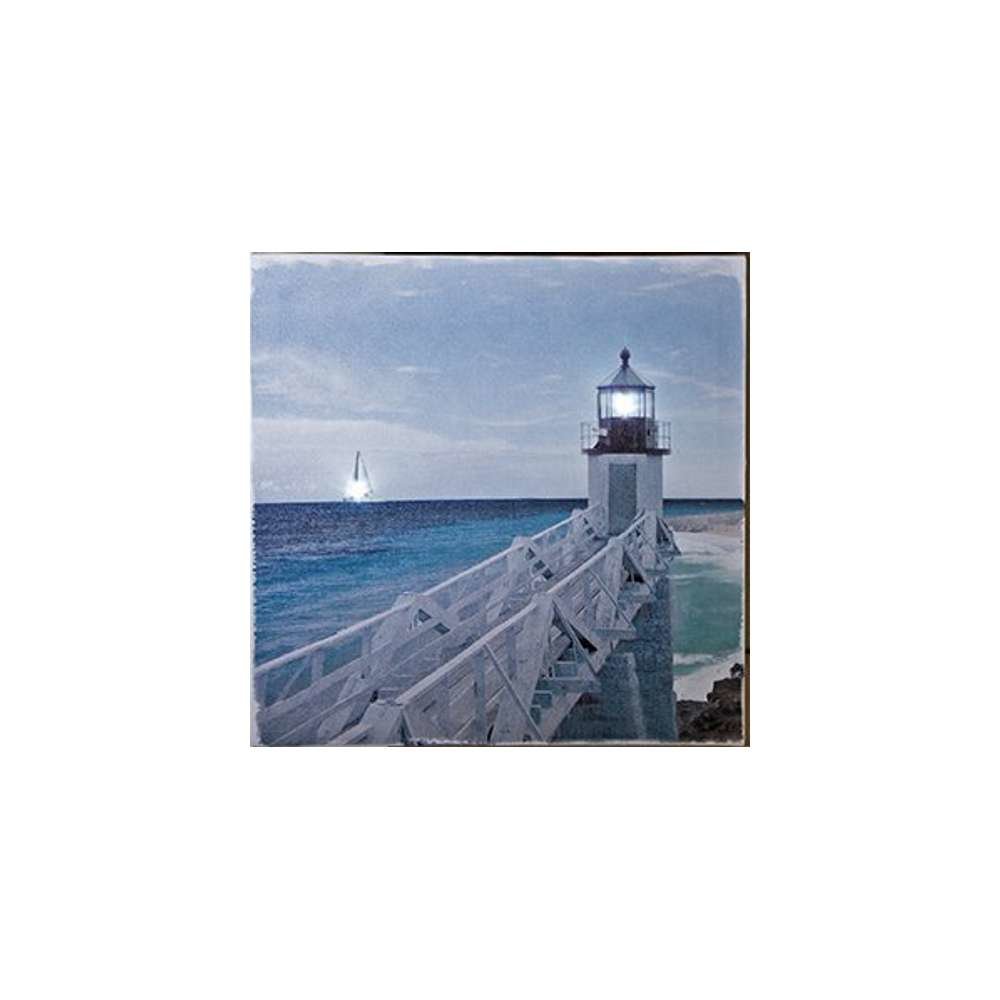 LED Bild Coast Leuchtturm Leinwand mit LEDs Küste Meer