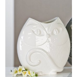 Dekorative Vase Cat Katze weiss aus Keramik