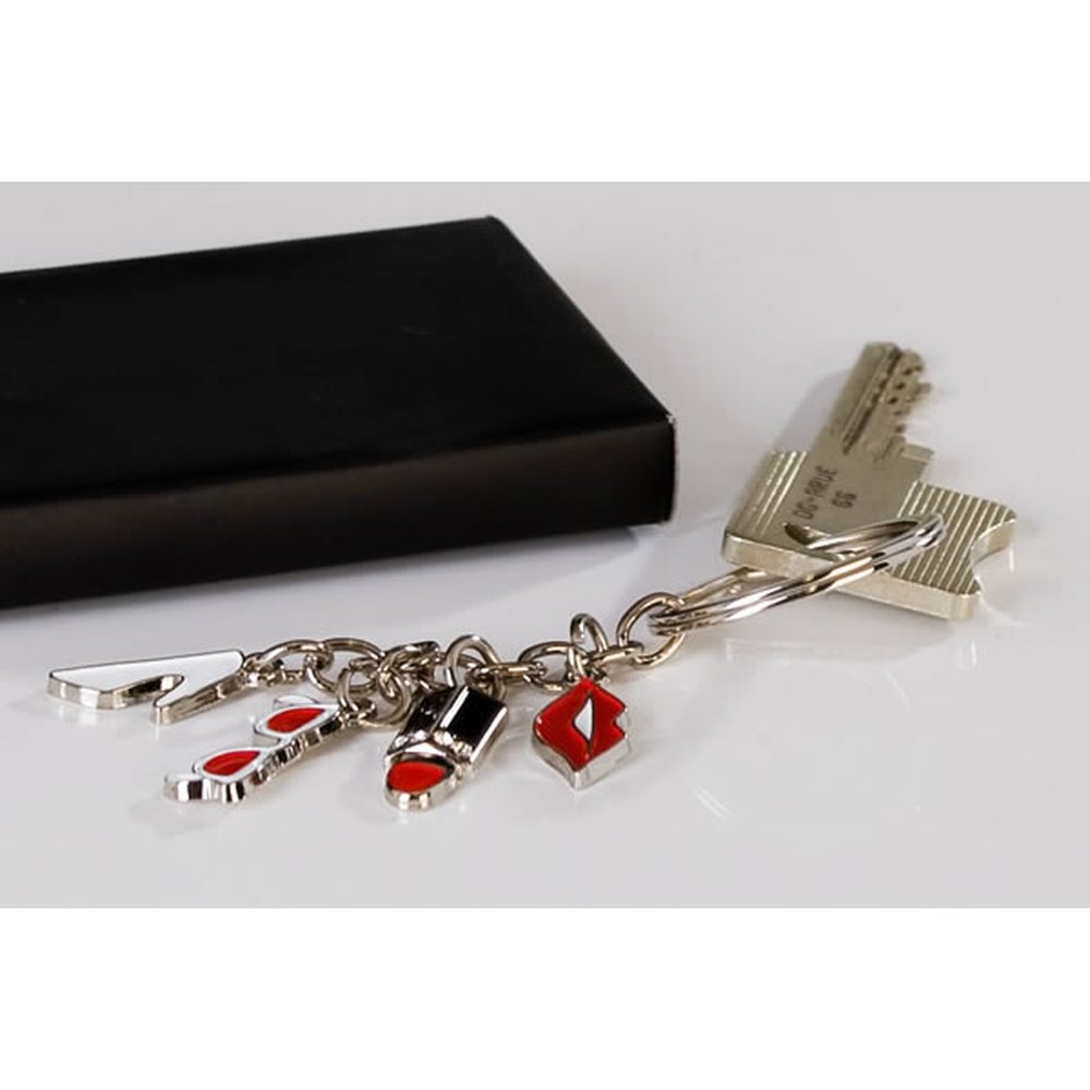 Schlüsselanhänger Girly aus Metall · rot/schwarz/silber in schwarzer Geschenk...