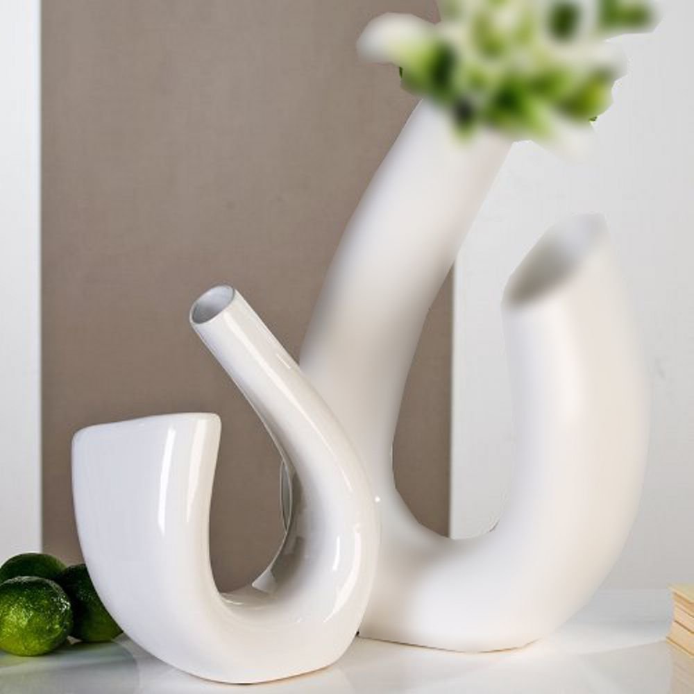Vase Curve Keramik weiß 30 cm