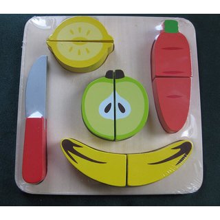 Holzspielzeug Banane Karotte Apfel Zitrone Messer aus Holz