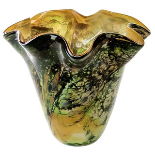Glasskulptur Tropa grün/blau/braun Vase Glasvase