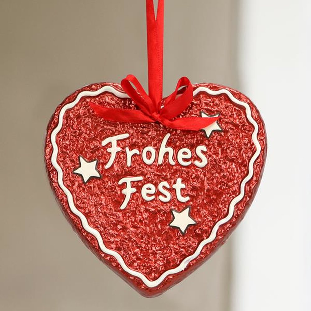 Herz Frohes Fest aus Keramik 13 cm