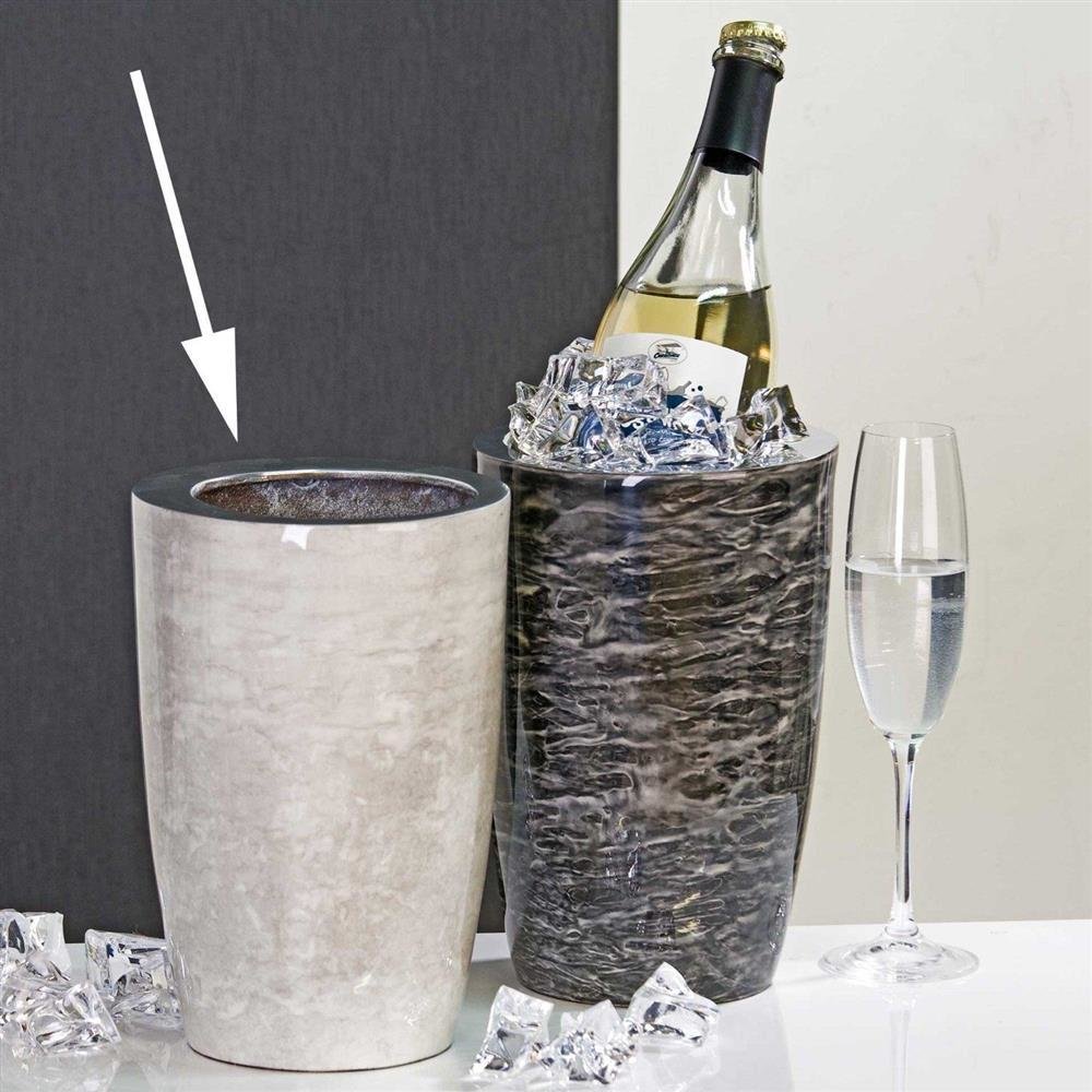 Design-Vase/Sektkühler Silent aus Aluminium · weiß in Marmor-Optik Höhe 24 cm