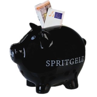 Sparschwein Spritgeld aus Keramik · schwarz Höhe 12,5 cm...