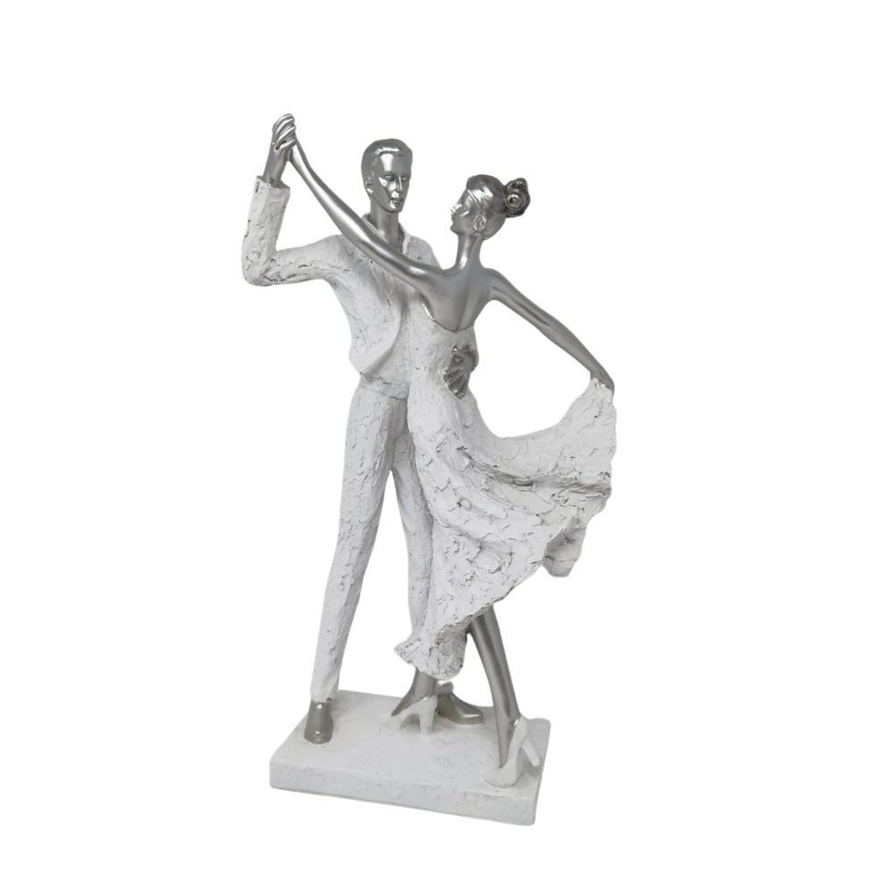 Tanzpaar Skulptur 38cm elegant matt-weiss tanzen Leidenschaft hobby