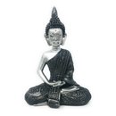 Buddha sitzend 22 cm anthrazit-silber