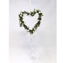 Hänger Herz 14 cm weiss-grün mit Perlen Hochzeitsdeko Fensterdeko