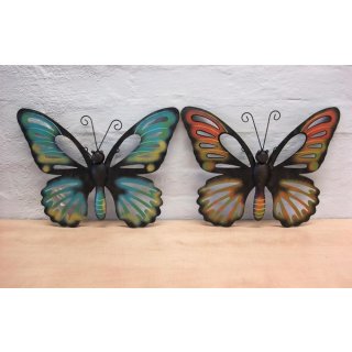 Wanddeko Schmetterling orange und blau Wanddekoration Garten Deko Wand Butterfly