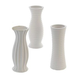 Casablanca Vase - Carlton - matt weiß, Keramik H22, 5cm 3er Set