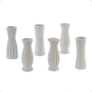 Casablanca Vase - Carlton - matt weiß, Keramik H22, 5cm 6er Set