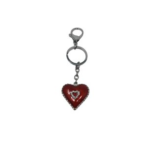 Schlüsselanhänger Herz mit Strass, rot, 10 cm, Anhänger